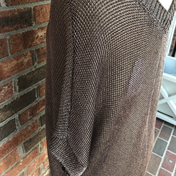 Vince Bronze Metallic Double V-Neck Sweater - Picture 10 of 10